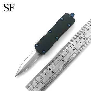 Мини-Лек Тактически Нож за Самозащита, Авиационен Алуминий Нож С Дръжка D2, Нож с Двойно Действие, Бързо Разкриваща Открит EDC Инструмент