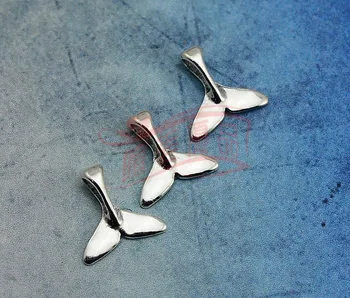 50 бр./лот -15x16 мм, Антикварни със сребърно покритие висулки във формата на опашката на кита, за да проверите за diy, Бижута, аксесоари