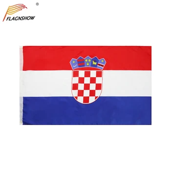 Флагшоу Флаг Хърватия едно Парче 3X5 МЕТРА Висящи Националните Флагове на Хърватия от Полиестер с Медни Люверсами
