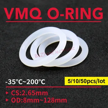 VMQ Бяла оборудване запечатване на уплътнението CS 2,65 mm OD 8 ~ 128 мм Силиконови Уплътнителни пръстени за хранителни продукти силикон пръстен висока температура на уплътнението