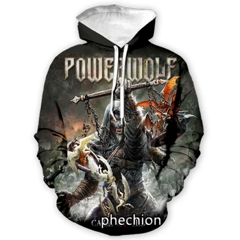 Phechion Нова Мода За Мъже/За Жени Powerwolf 3D Принт С Дълъг Ръкав Hoody Ежедневни Hoody Блузи За Мъже Спортен Пуловер А02