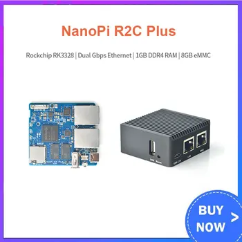 NanoPi R2C Плюс Rockchip RK3328 с ЦПУ Метален Корпус Мини Рутер, 1 GB оперативна Памет DDR4 Двоен Gigabit Ethernet Порт