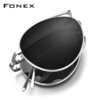 FONEX Чист Титан Поляризирани Слънчеви Очила Мъжки Сгъваеми Класически Включване на Слънчеви Очила за Мъже Aviador Висококачествени Мъжки Нюанси 838