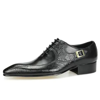 Висококачествена луксозна кожена ръчно изработени обувки, мъжки бизнес официалната ежедневни обувки, британски издълбани обувки с перфорации тип 