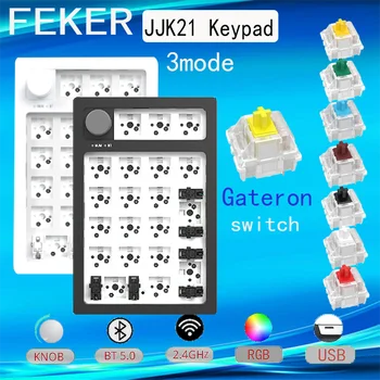 FEKER JJK21 3 режима на Клавиатурата Gateron 3PIN Преминете Цифрова Клавиатура Мини Ръчна Клавиатура USB/Bluetooth/2,4 Ghz RGB Осветление
