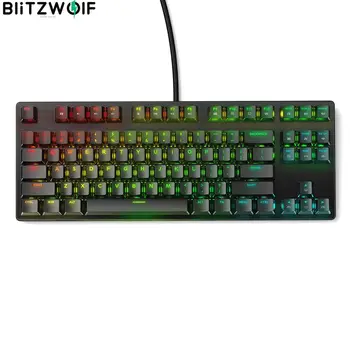 Механична клавиатура BlitzWolf BW-KB2, жични клавиатура Type-C с 87 клавиши, оптичен превключвател, Gateron с възможност за 