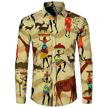 Нова мъжка Риза с копчета, дашики, Блузи с къс/Дълъг ръкав в Африканския стил, традиционно Облекло За двойки, хип-хоп, Етнически стил, Градинска Облекло