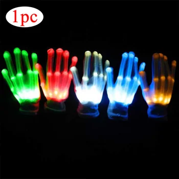 1БР Креативни Цветни Led Ръкавици Светлинно Осветление на Пръстите Мигащи Ръкавици Унисекс Скелет Ръкавици Подаръци За Партита Мигащи Led Ръкавици