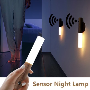 Z2 Led Инфрачервен Сензор Фоточувствительный Датчик за нощна светлина Безжичен USB Акумулаторна батерия Нощна лампа За Прикроватного Шкаф Стенен Лампа