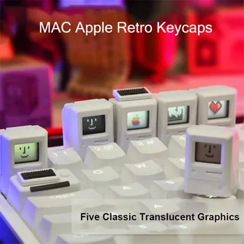 За Macintosh MAC Класически Ретро Apple Капачки За Клавиши 2 бр. Ръчна Клавиатура Mx Превключвател С Осветление RGB 61 64 87 Клавиш ESC 1.5 U Tab Капачки За Комбинации