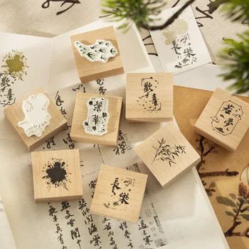 Yoofun Китайски Стил Бамбукови Дървени Печата на Традиционната Китайска Живопис Стандартен Печат за Направата на Картички с Бирками Списание За Scrapbooking направи си САМ