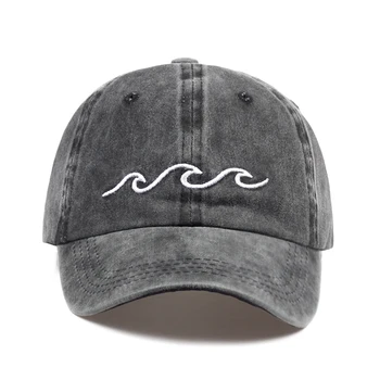 2017 гореща разпродажба на Морска вълна бродерия унисекс бейзболна шапка памук, регулируема модерна бейзболна шапка дамски мъжки градинска ежедневни шапка