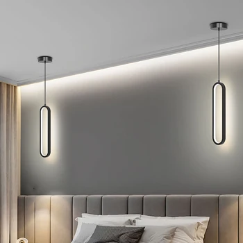 Окачен лампа на скандинавския цвят, висящи осветителни тела за спалнята, просто фонова стена за хол, дълъг кабел, художествена полилей