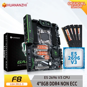 HUANANZHI F8 LGA 2011-3 дънна Платка с Intel XEON E5 2696 v3 4*8G DDR4 без ECC памет комбиниран комплект NVME SATA USB ATX