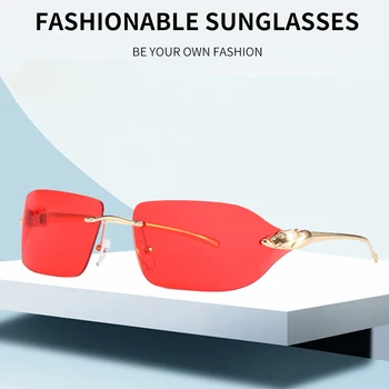 2021 нова мода малка рамки на слънчеви очила женски градиентный цвета на океанските лещи очила без рамки квадратни слънчеви очила тенденция