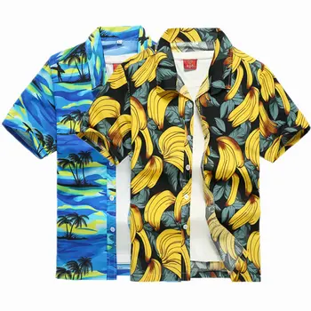 2021 Нови Мъжки Хавайски Ризи Модерен Мъжки Ежедневни Хавайски Ризи с Принтом Копчета Плажни С Къс Ръкав Бързосъхнеща Блуза M-5XL