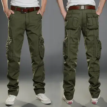 Панталони-карго Мъжки Армейските Военни Панталони SWAT, Памучни Панталони с Много Джобове, Еластични, Гъвкави Мъжки Ежедневни Панталони, Големи Размери 28-38 40
