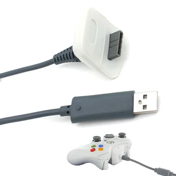 Нов Бял USB Play Кабел за зареждане Зарядно Устройство Кабел за Безжичен Контролер XBOX 360 Игра аксесоар