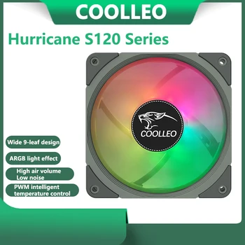 COOLLEO Ураган S120 Компютърен Корпус Fan 120 мм ARGB Фен 4PIN PWM Вентилатора за охлаждане на 5V-3PIN ARGB