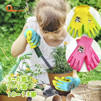 Детски/Бебешки /Детски градински предпазни ръкавици с гумено покритие, направи си сам, на Възраст от 3 до 12 години, Покритие от естествен латекс на дланта