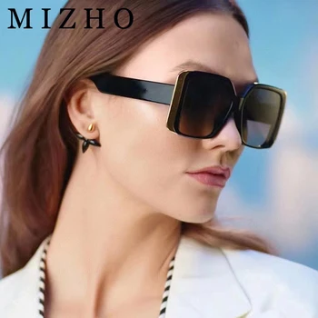 Марка Дизайнерски Обувки MIZHO, Vintage Слънчеви очила в Голяма Рамка, Дамски Луксозни Квадратни Големи Слънчеви Очила, Модерен Дамски Обувки, Нюанси Uv400, Очила
