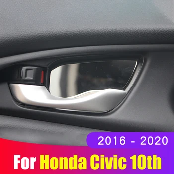 Неръждаема Стомана Auto Вътрешната Врата на Купата на Стикер на вътрешния корниз на Седалките За Honda Civic 10th 2016 2017 2018 2019 2020 Аксесоари