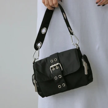 Найлонови Дамски чанти под мишниците, модни дамски Чанта На Рамото с нитове, с Елегантна дамска чанта, малка Чанта За Подмишниците, Черна чанта bolsa feminina, чанти