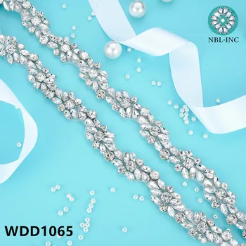 (10 ярда) Silver gold rose gold crystal планински кристал апликация на покритие ръчно изработени beaded ютия на сватбена рокля WDD1065