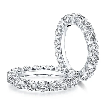 Годежен Пръстен Годежен Пръстен на годеж с диамантен пръстен от Сребро 925 проба 4.5 Ct Кръг Синтетичен За Жени