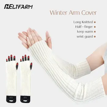 Корейската версия на Дълги Трикотажни Вълнени Ръкавици с Флуоресцентни фиксирана Игла, ръкавици на Полпальца, топло есенно-зимния калъф за ръце